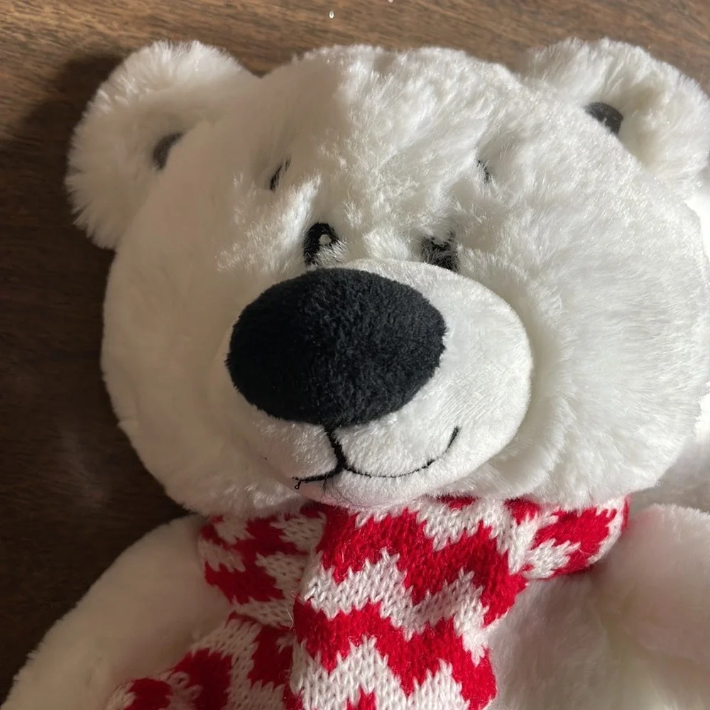 American Greetings 2018 Plush‎ Bear, White, Red & White Scarf, 9
